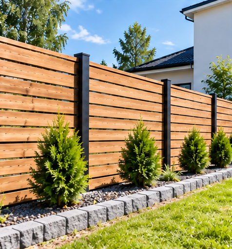 Worker building a yard fence