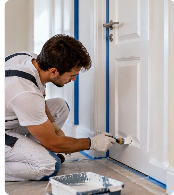 Detailed door and trim painting